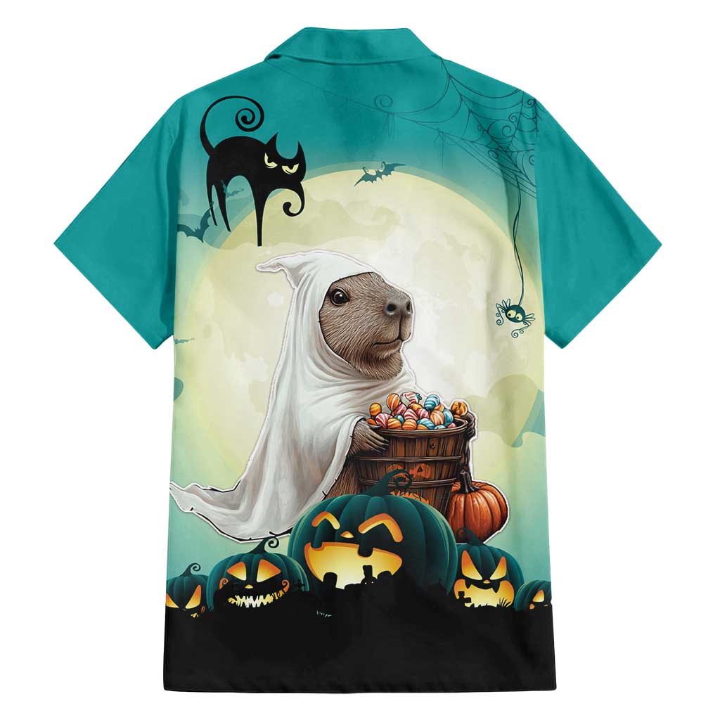 Capy-Boo-Ra Halloween Family Matching Off Shoulder Short Dress and Hawaiian Shirt Spooky Halloween Night With Pumpkins - Wonder Print Shop