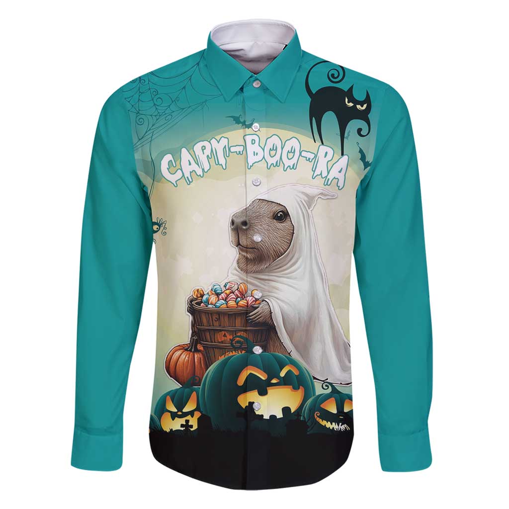 Capy-Boo-Ra Halloween Family Matching Off Shoulder Short Dress and Hawaiian Shirt Spooky Halloween Night With Pumpkins - Wonder Print Shop