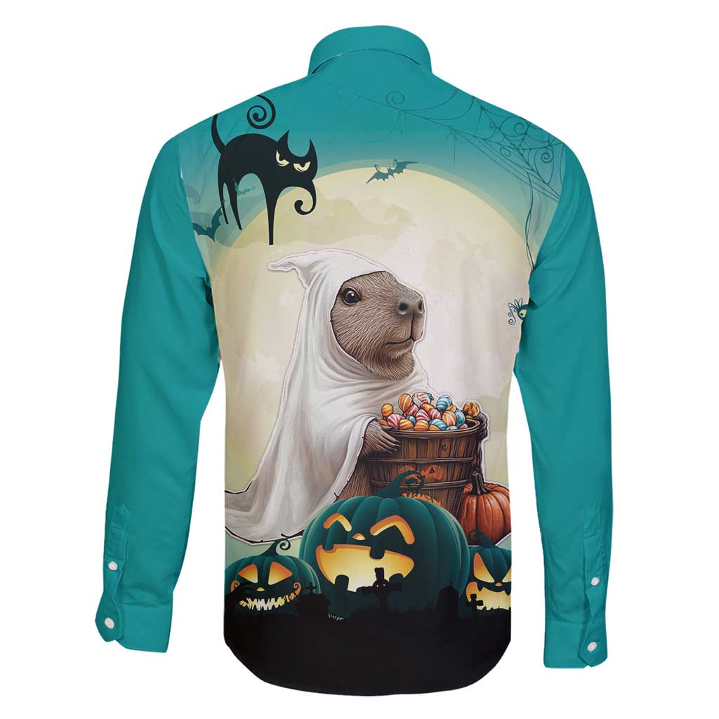 Capy-Boo-Ra Halloween Family Matching Off Shoulder Short Dress and Hawaiian Shirt Spooky Halloween Night With Pumpkins - Wonder Print Shop