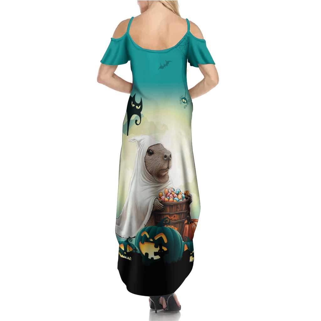 Capy-Boo-Ra Halloween Family Matching Summer Maxi Dress and Hawaiian Shirt Spooky Halloween Night With Pumpkins - Wonder Print Shop