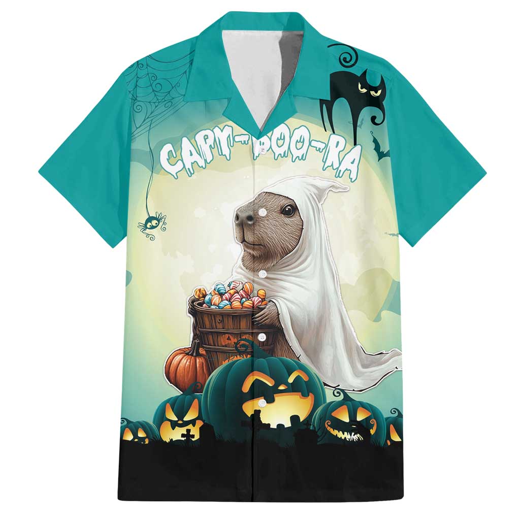 Capy-Boo-Ra Halloween Family Matching Tank Maxi Dress and Hawaiian Shirt Spooky Halloween Night With Pumpkins - Wonder Print Shop