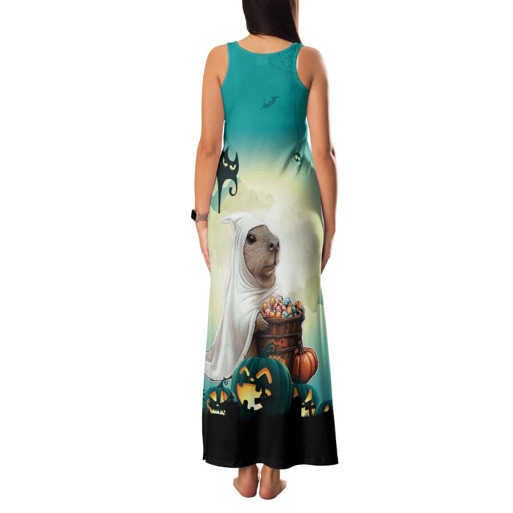 Capy-Boo-Ra Halloween Family Matching Tank Maxi Dress and Hawaiian Shirt Spooky Halloween Night With Pumpkins - Wonder Print Shop