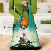Capy-Boo-Ra Halloween Grocery Bag Spooky Halloween Night With Pumpkins