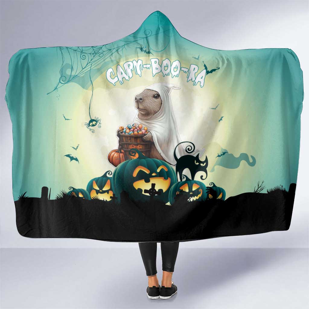 Capy-Boo-Ra Halloween Hooded Blanket Spooky Halloween Night With Pumpkins