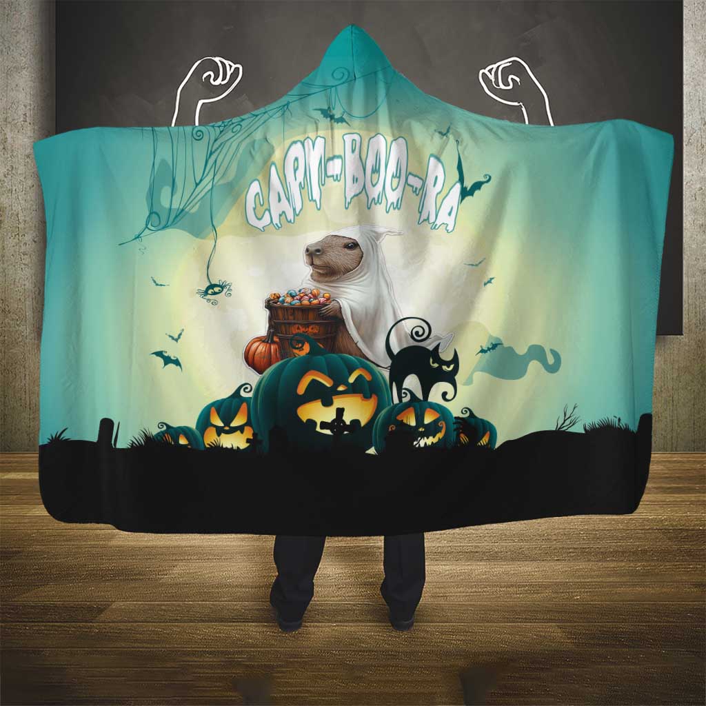 Capy-Boo-Ra Halloween Hooded Blanket Spooky Halloween Night With Pumpkins