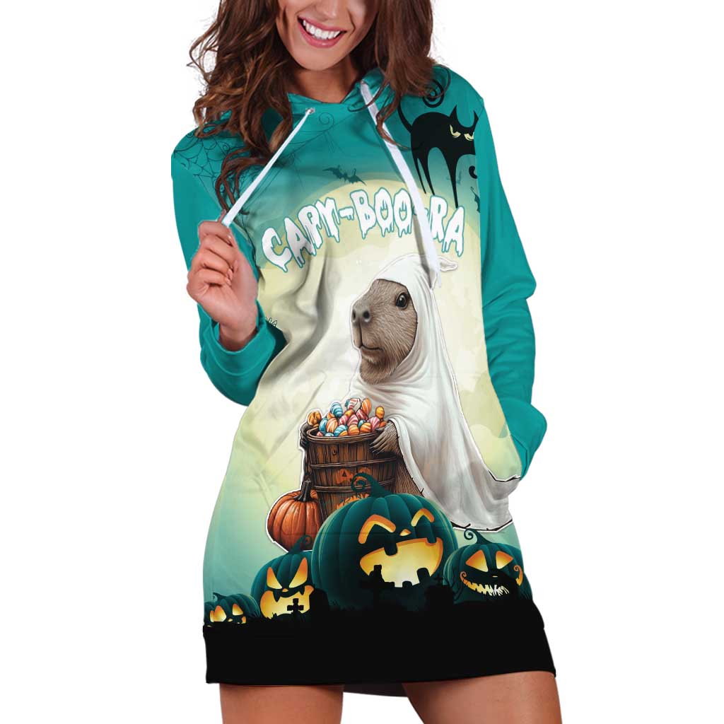 Capy-Boo-Ra Halloween Hoodie Dress Spooky Halloween Night With Pumpkins - Wonder Print Shop