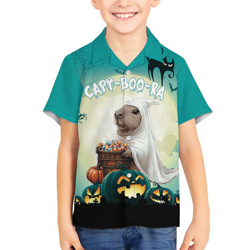 Capy-Boo-Ra Halloween Kid Hawaiian Shirt Spooky Halloween Night With Pumpkins - Wonder Print Shop