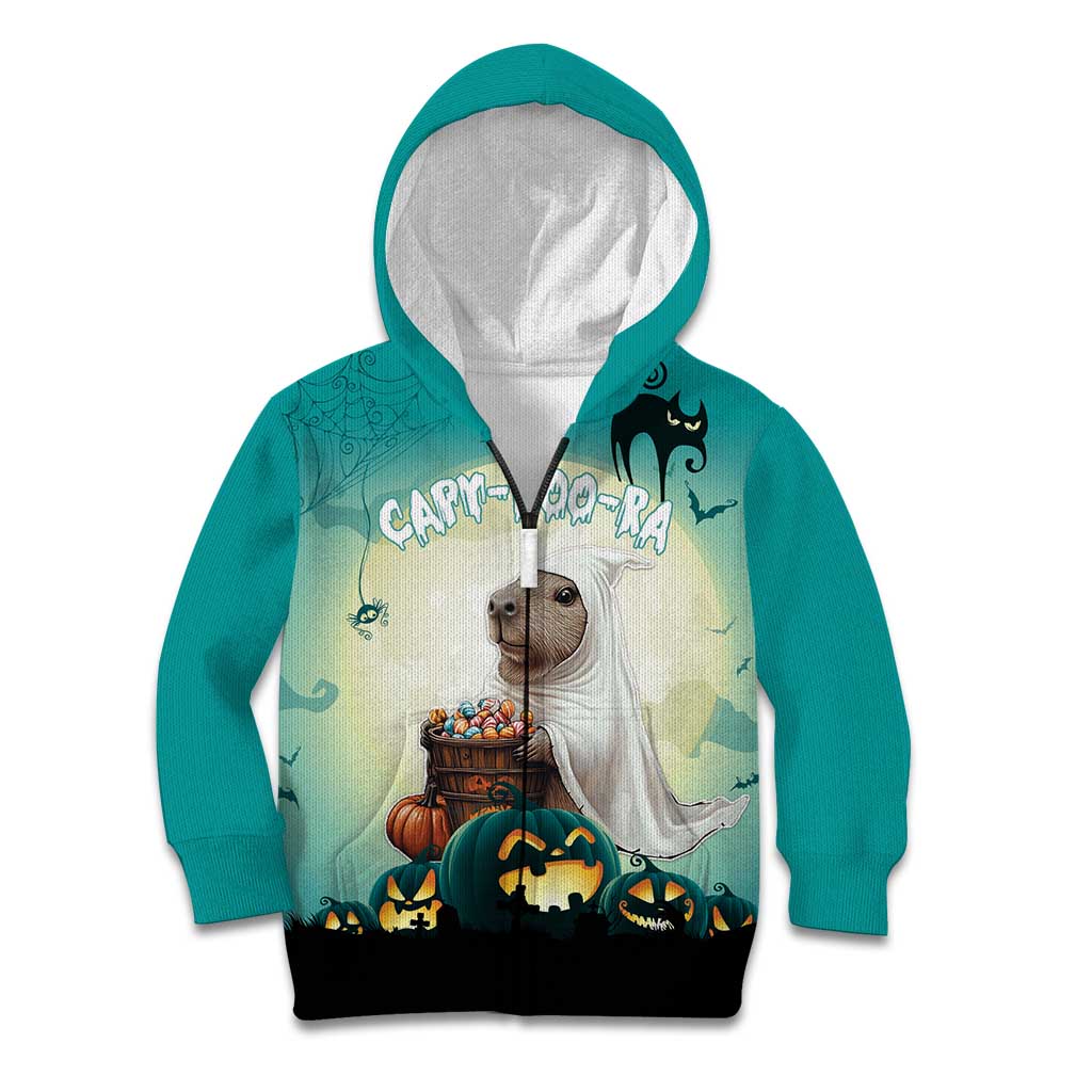 Capy-Boo-Ra Halloween Kid Hoodie Spooky Halloween Night With Pumpkins - Wonder Print Shop