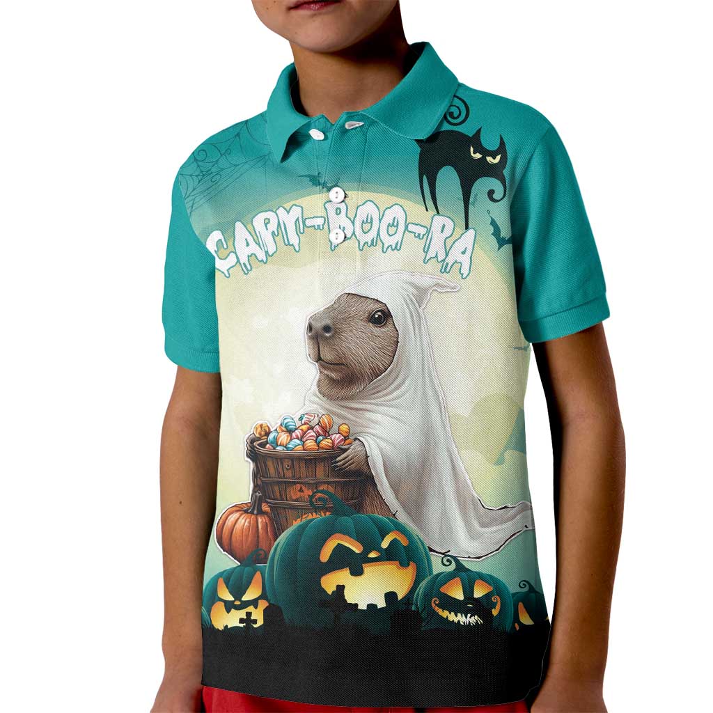 Capy-Boo-Ra Halloween Kid Polo Shirt Spooky Halloween Night With Pumpkins - Wonder Print Shop