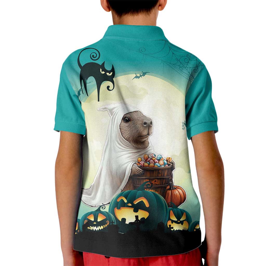 Capy-Boo-Ra Halloween Kid Polo Shirt Spooky Halloween Night With Pumpkins - Wonder Print Shop