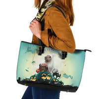 Capy-Boo-Ra Halloween Leather Tote Bag Spooky Halloween Night With Pumpkins - Wonder Print Shop