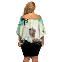 Capy-Boo-Ra Halloween Off Shoulder Short Dress Spooky Halloween Night With Pumpkins - Wonder Print Shop