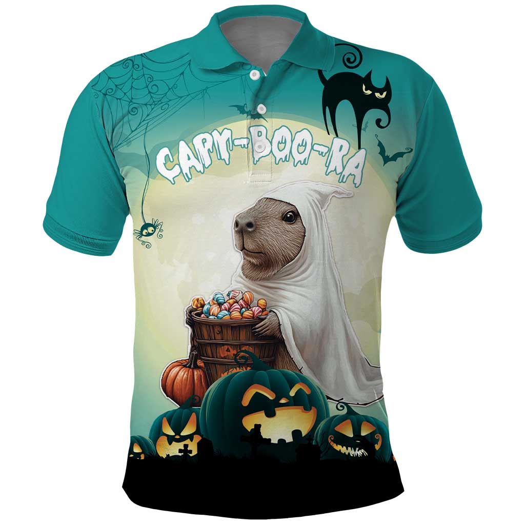 Capy-Boo-Ra Halloween Polo Shirt Spooky Halloween Night With Pumpkins - Wonder Print Shop
