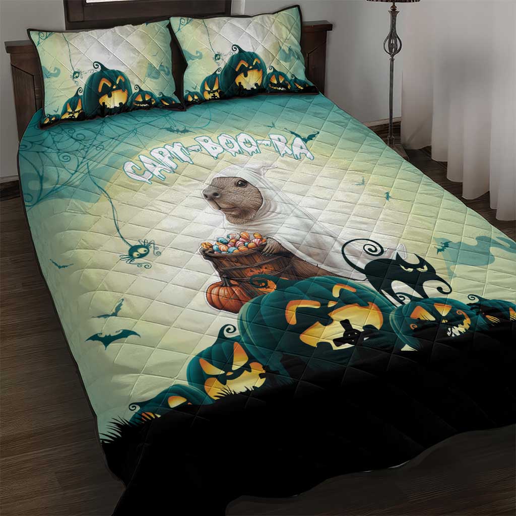 Capy-Boo-Ra Halloween Quilt Bed Set Spooky Halloween Night With Pumpkins - Wonder Print Shop