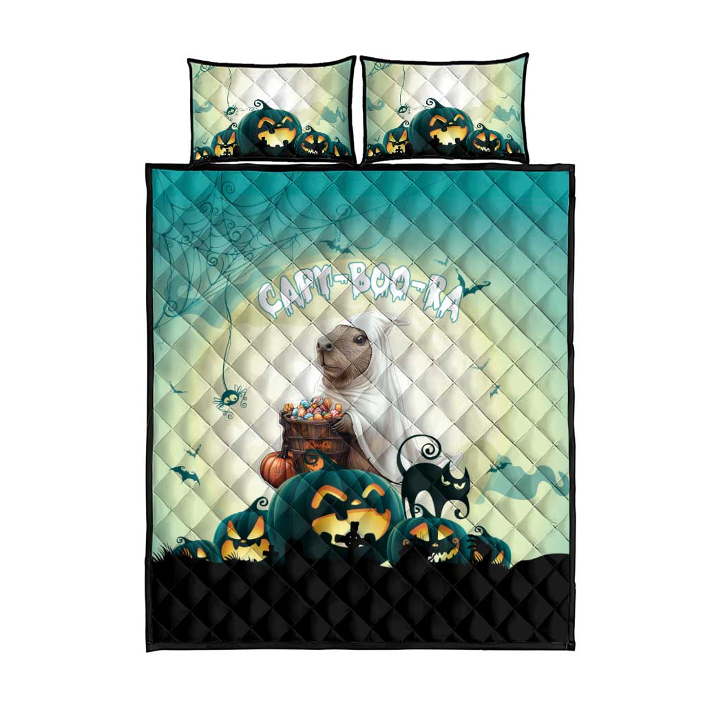 Capy-Boo-Ra Halloween Quilt Bed Set Spooky Halloween Night With Pumpkins - Wonder Print Shop