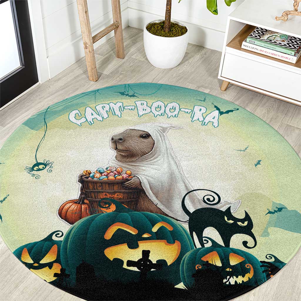 Capy-Boo-Ra Halloween Round Carpet Spooky Halloween Night With Pumpkins