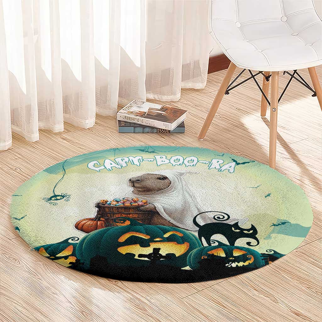 Capy-Boo-Ra Halloween Round Carpet Spooky Halloween Night With Pumpkins
