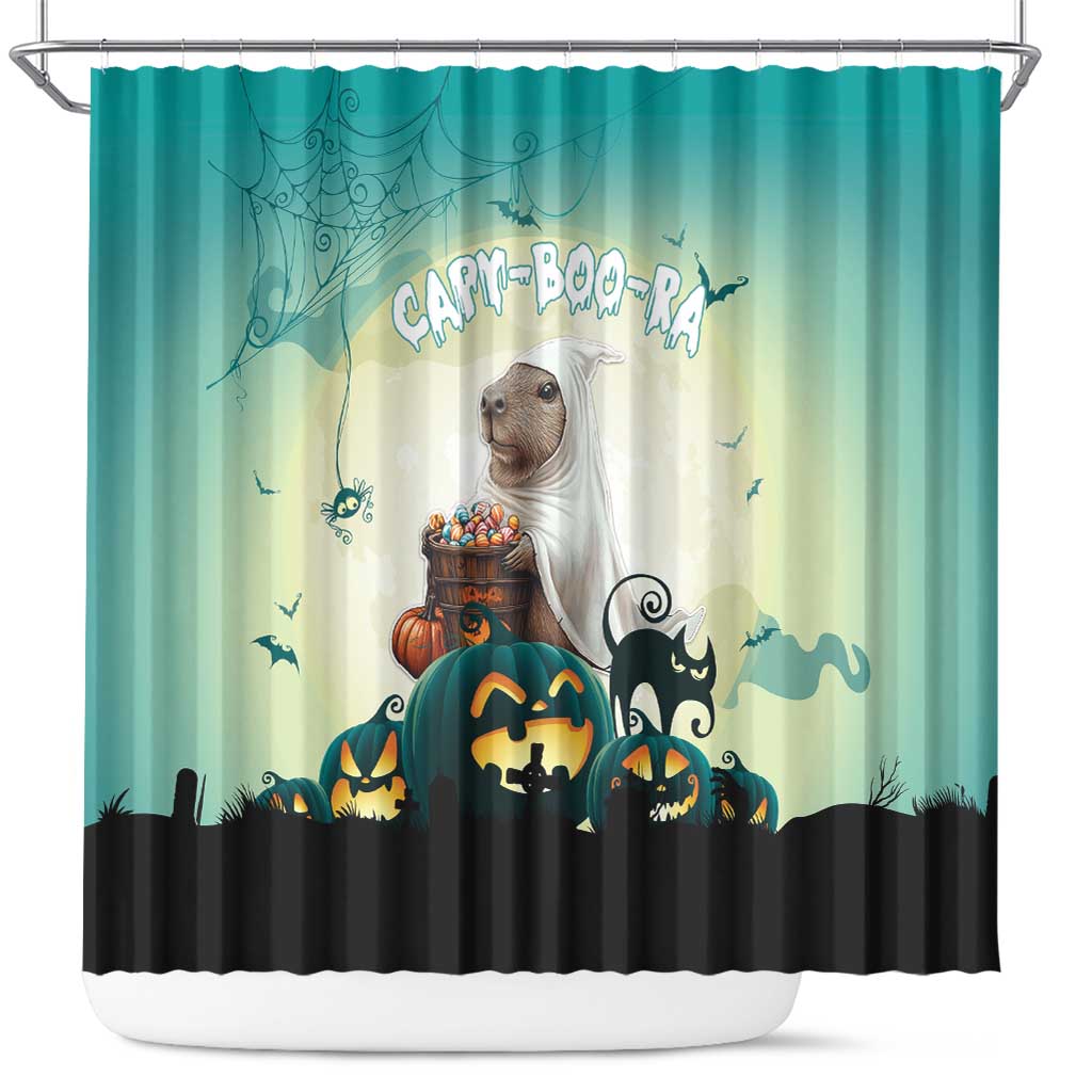 Capy-Boo-Ra Halloween Shower Curtain Spooky Halloween Night With Pumpkins