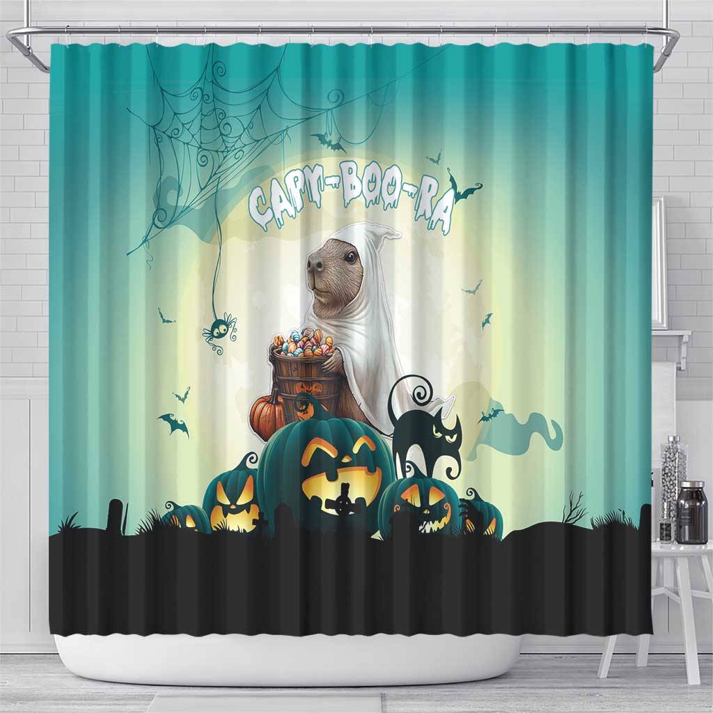 Capy-Boo-Ra Halloween Shower Curtain Spooky Halloween Night With Pumpkins