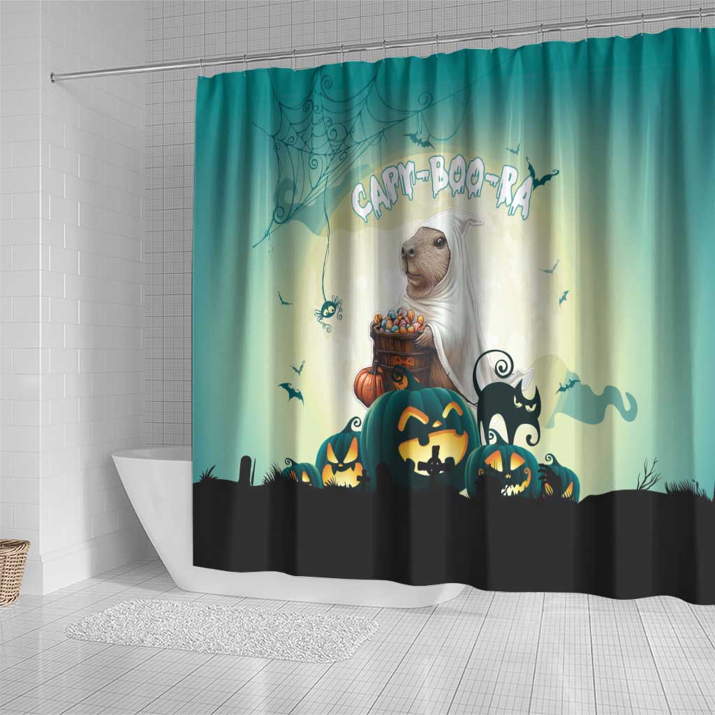Capy-Boo-Ra Halloween Shower Curtain Spooky Halloween Night With Pumpkins
