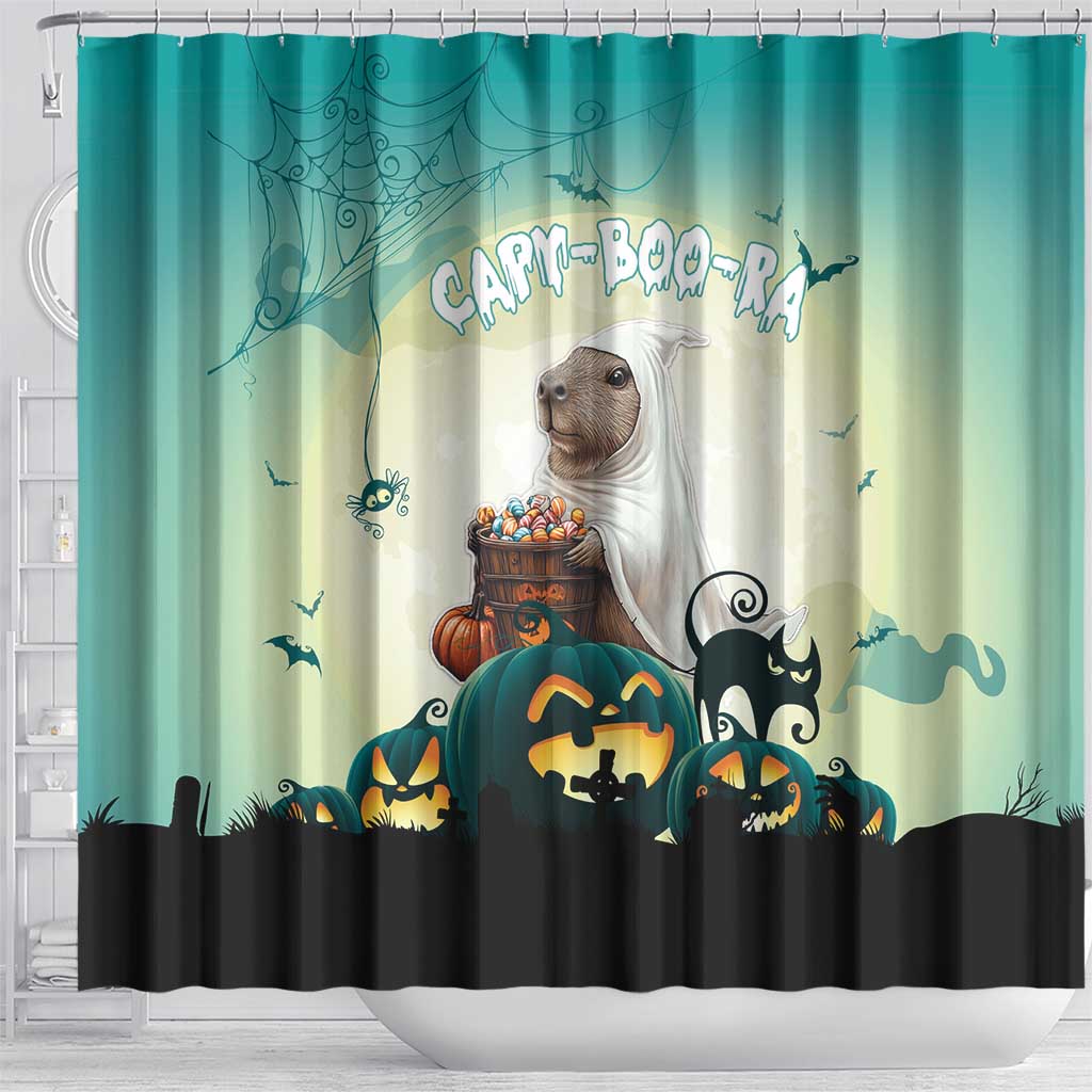Capy-Boo-Ra Halloween Shower Curtain Spooky Halloween Night With Pumpkins