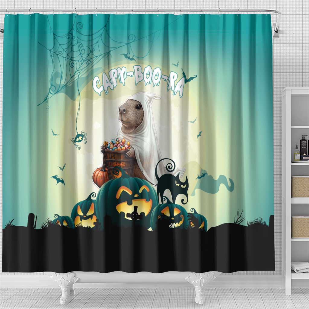 Capy-Boo-Ra Halloween Shower Curtain Spooky Halloween Night With Pumpkins