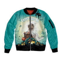 Capy-Boo-Ra Halloween Sleeve Zip Bomber Jacket Spooky Halloween Night With Pumpkins - Wonder Print Shop