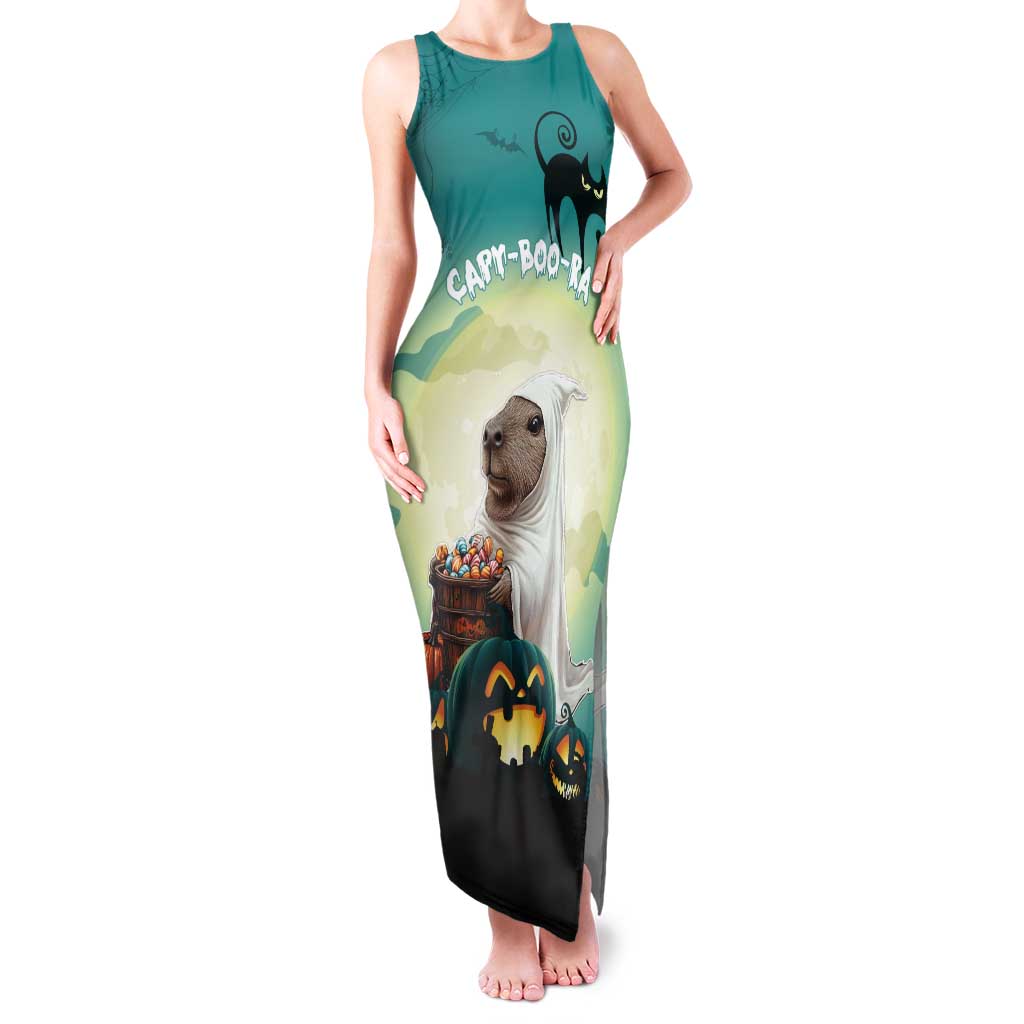 Capy-Boo-Ra Halloween Tank Maxi Dress Spooky Halloween Night With Pumpkins - Wonder Print Shop