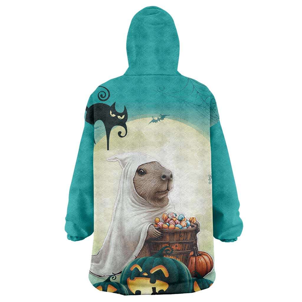 Capy-Boo-Ra Halloween Wearable Blanket Hoodie Spooky Halloween Night With Pumpkins - Wonder Print Shop
