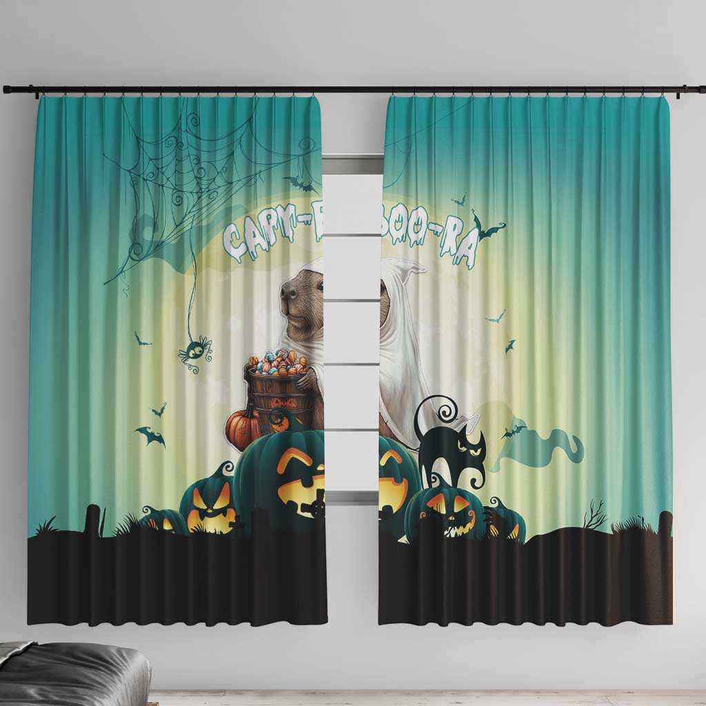 Capy-Boo-Ra Halloween Window Curtain Spooky Halloween Night With Pumpkins - Wonder Print Shop
