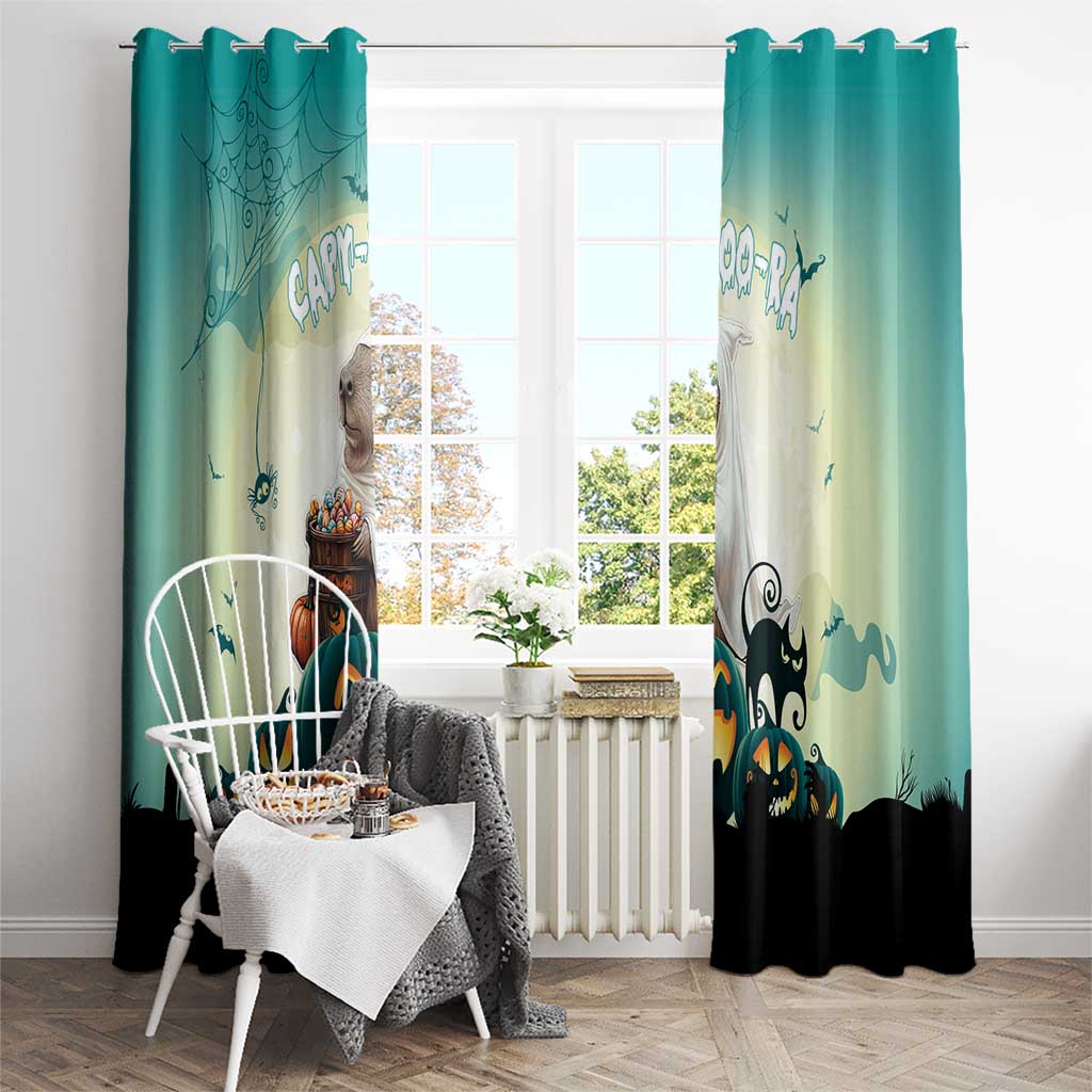 Capy-Boo-Ra Halloween Window Curtain Spooky Halloween Night With Pumpkins - Wonder Print Shop