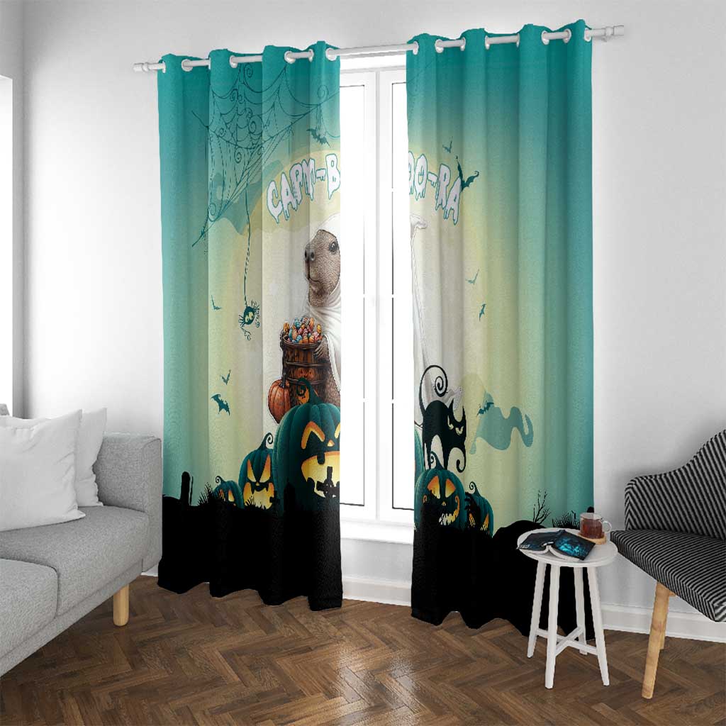 Capy-Boo-Ra Halloween Window Curtain Spooky Halloween Night With Pumpkins - Wonder Print Shop