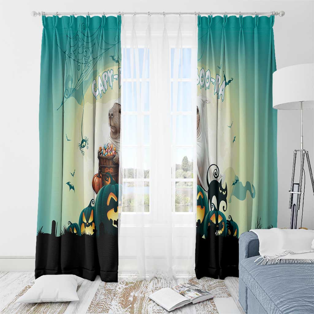 Capy-Boo-Ra Halloween Window Curtain Spooky Halloween Night With Pumpkins - Wonder Print Shop