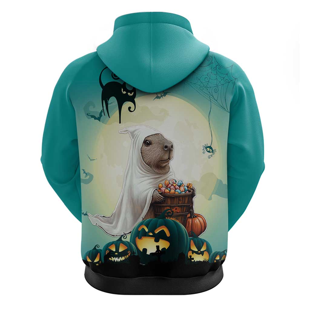 Capy-Boo-Ra Halloween Zip Hoodie Spooky Halloween Night With Pumpkins - Wonder Print Shop