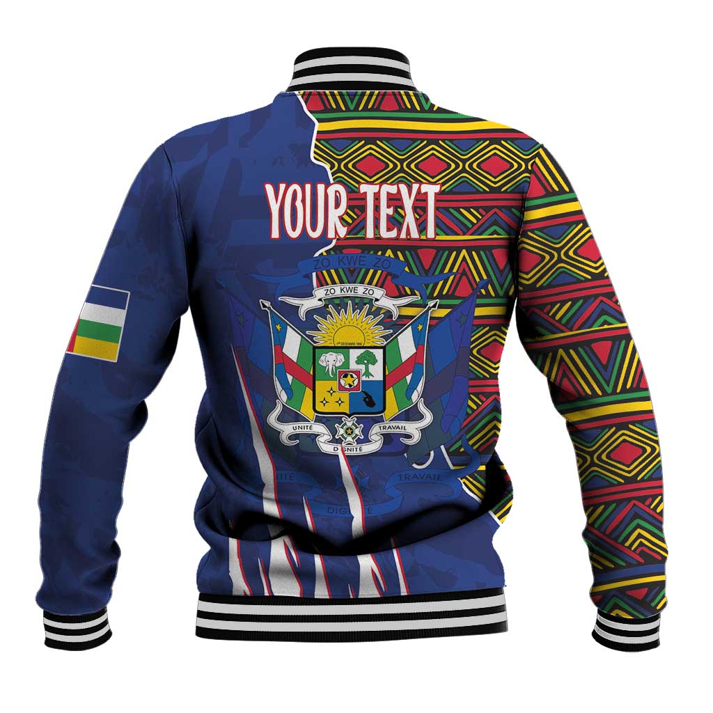 Personalized Central African Republic Since 1958 Baseball Jacket Coat Of Arms With Kente Pattern - Wonder Print Shop