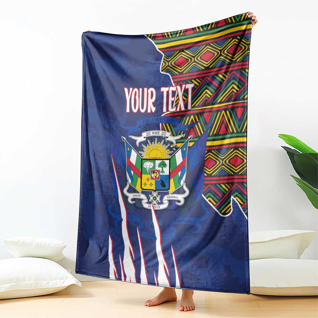 Personalized Central African Republic Since 1958 Blanket Coat Of Arms With Kente Pattern
