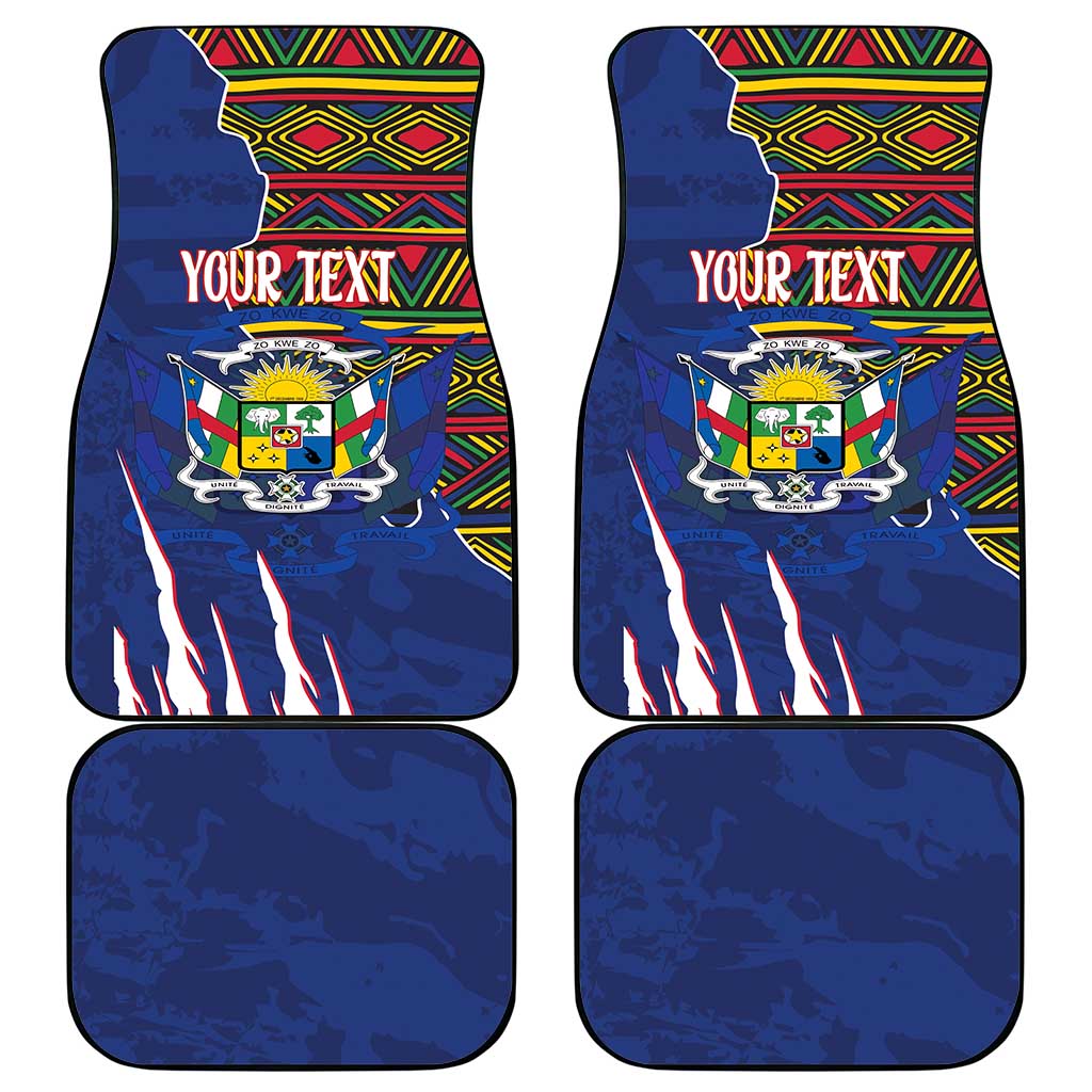 Personalized Central African Republic Since 1958 Car Mats Coat Of Arms With Kente Pattern - Wonder Print Shop