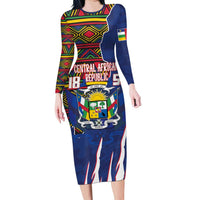 Personalized Central African Republic Since 1958 Family Matching Long Sleeve Bodycon Dress and Hawaiian Shirt Coat Of Arms With Kente Pattern - Wonder Print Shop