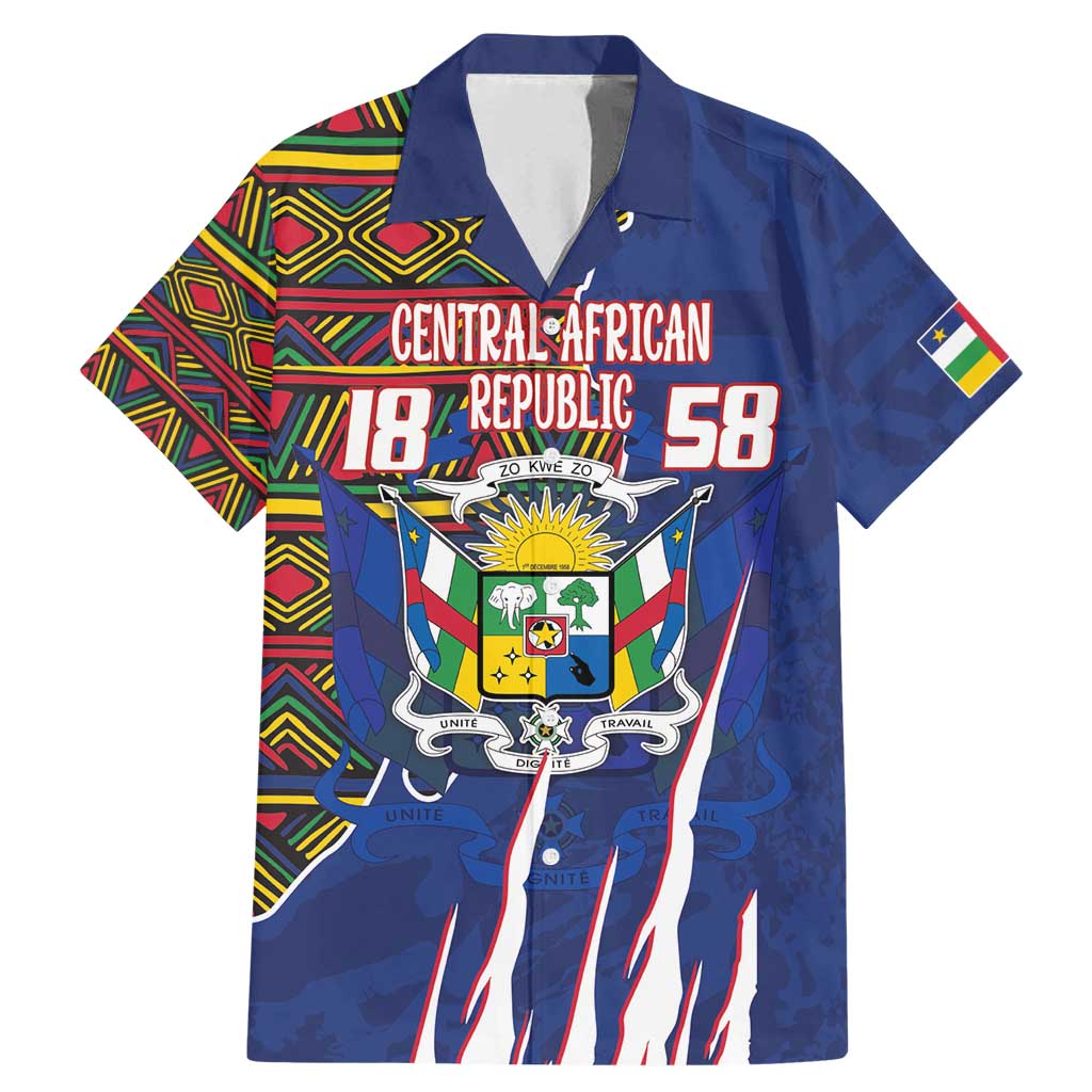 Personalized Central African Republic Since 1958 Family Matching Mermaid Dress and Hawaiian Shirt Coat Of Arms With Kente Pattern - Wonder Print Shop