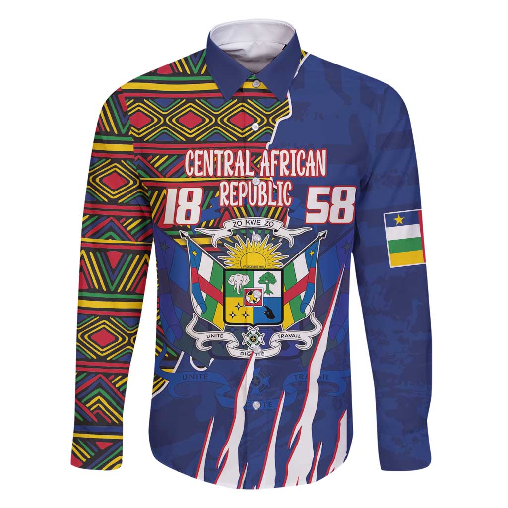 Personalized Central African Republic Since 1958 Family Matching Mermaid Dress and Hawaiian Shirt Coat Of Arms With Kente Pattern - Wonder Print Shop