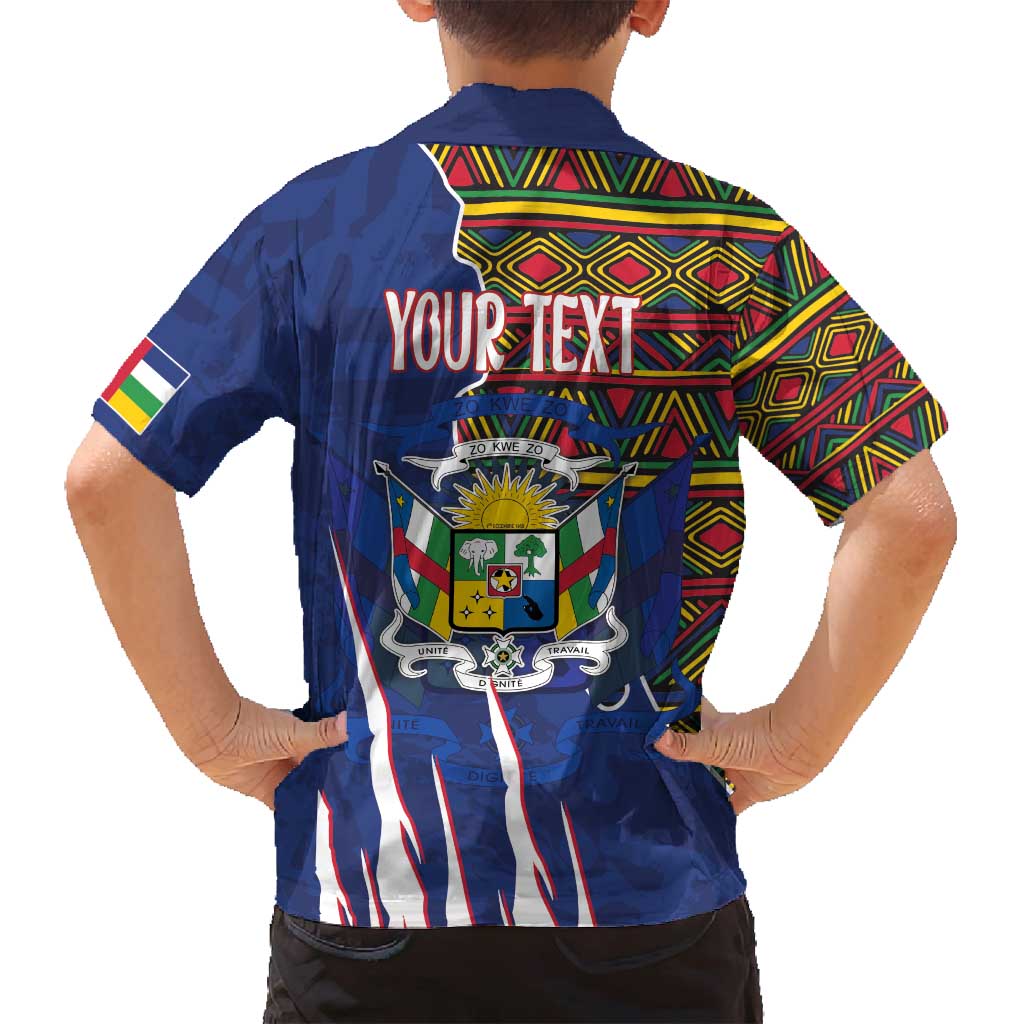 Personalized Central African Republic Since 1958 Family Matching Off Shoulder Maxi Dress and Hawaiian Shirt Coat Of Arms With Kente Pattern - Wonder Print Shop