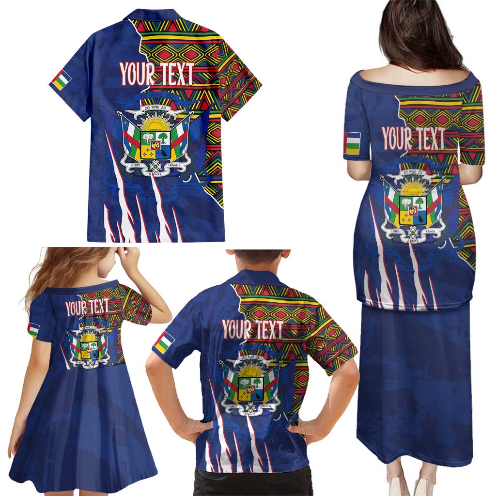 Personalized Central African Republic Since 1958 Family Matching Puletasi and Hawaiian Shirt Coat Of Arms With Kente Pattern - Wonder Print Shop