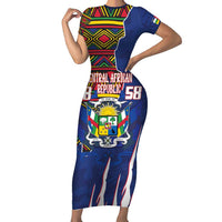 Personalized Central African Republic Since 1958 Family Matching Short Sleeve Bodycon Dress and Hawaiian Shirt Coat Of Arms With Kente Pattern - Wonder Print Shop