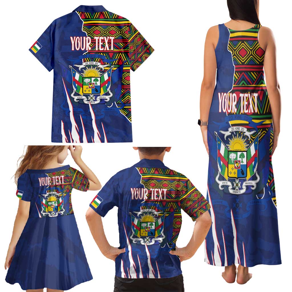 Personalized Central African Republic Since 1958 Family Matching Tank Maxi Dress and Hawaiian Shirt Coat Of Arms With Kente Pattern - Wonder Print Shop