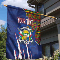 Personalized Central African Republic Since 1958 Garden Flag Coat Of Arms With Kente Pattern - Wonder Print Shop