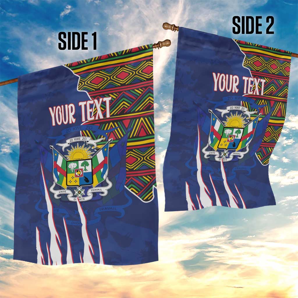 Personalized Central African Republic Since 1958 Garden Flag Coat Of Arms With Kente Pattern - Wonder Print Shop