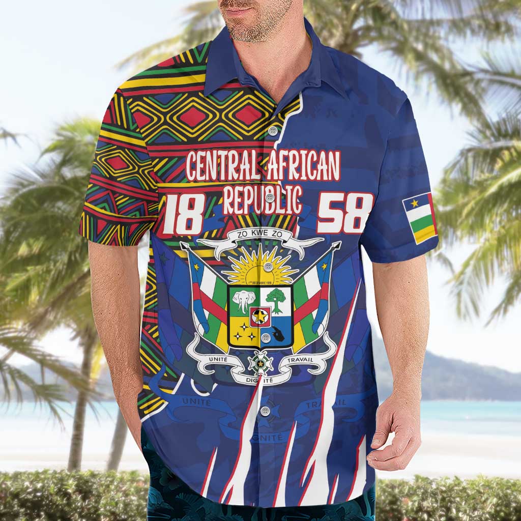 Personalized Central African Republic Since 1958 Hawaiian Shirt Coat Of Arms With Kente Pattern - Wonder Print Shop