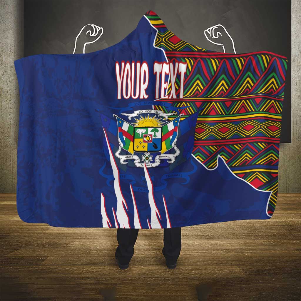 Personalized Central African Republic Since 1958 Hooded Blanket Coat Of Arms With Kente Pattern