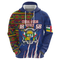 Personalized Central African Republic Since 1958 Hoodie Coat Of Arms With Kente Pattern - Wonder Print Shop