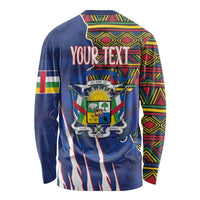 Personalized Central African Republic Since 1958 Long Sleeve Shirt Coat Of Arms With Kente Pattern - Wonder Print Shop
